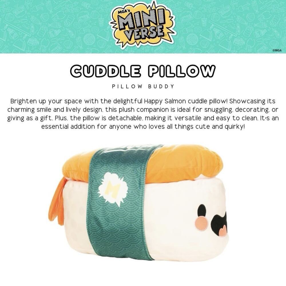 NEW Large 18” MINIVERSE Salmon Sushi Roll Stuffed Decorative Cuddle Pillow Plush - Picture 4 of 8